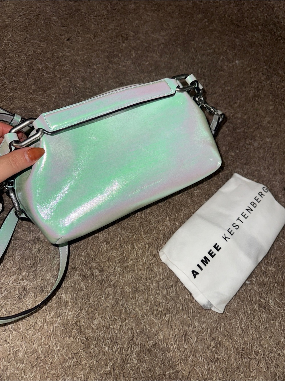 Aimee Kestenberg Iridescent Mint Green Crossbody Bag - Picture 4 of 5